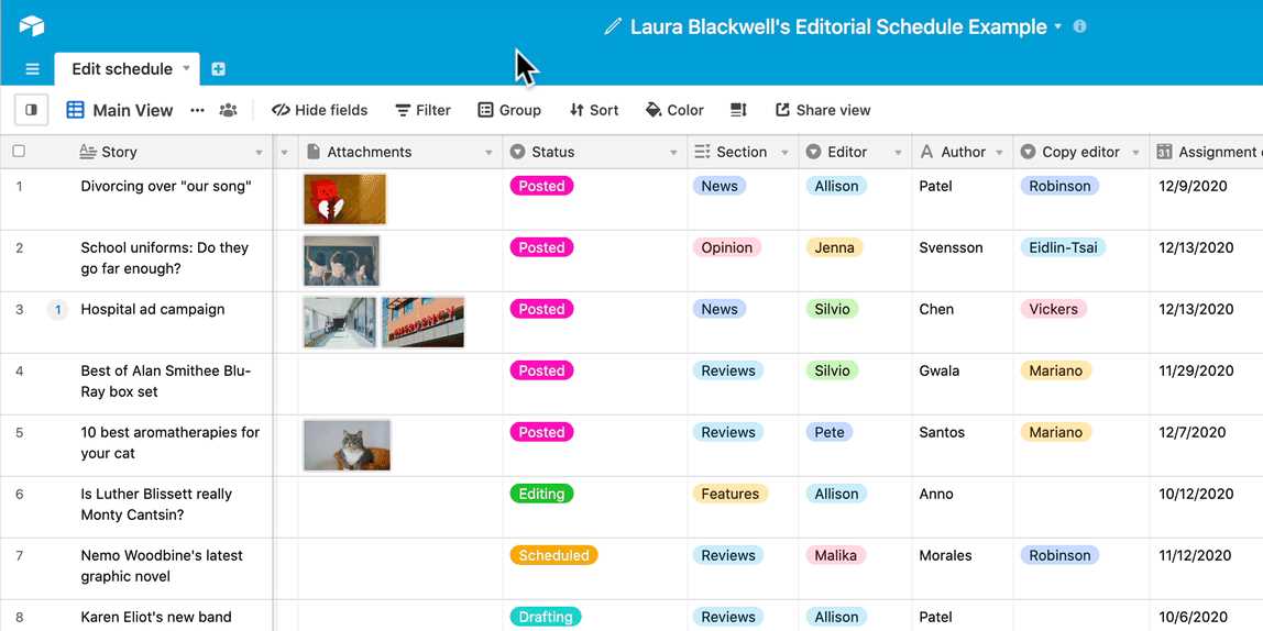 airtable content calendar templates