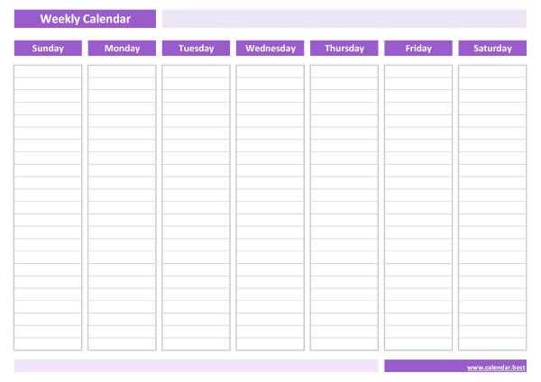 weekly calendar template download