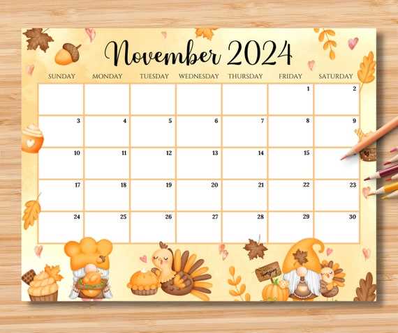 thanksgiving calendar template