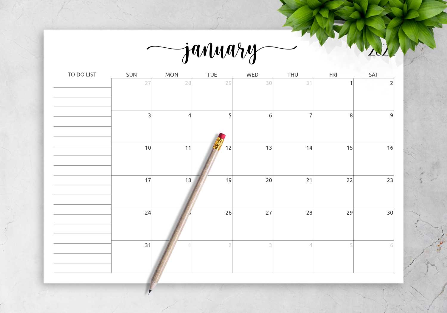 monthly calendar checklist template