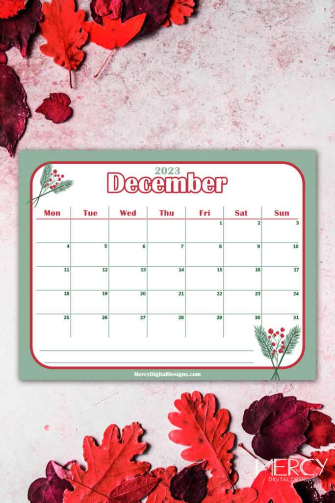 cute december calendar template