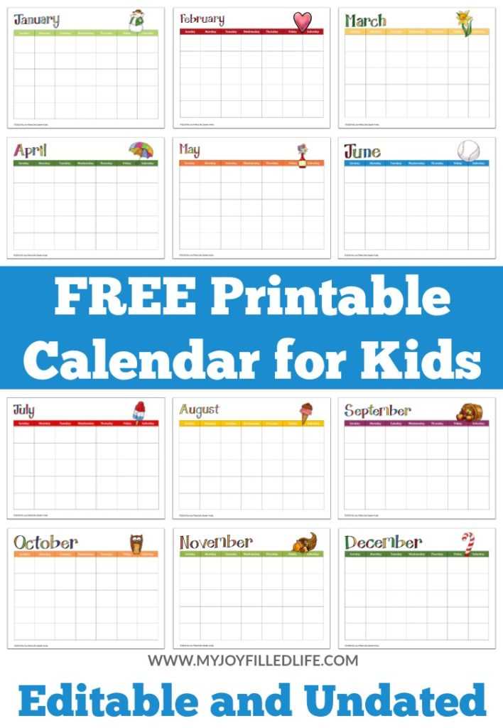 editable preschool calendar template