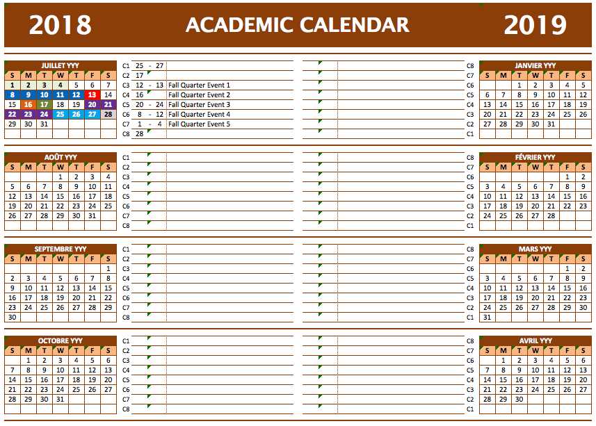 annual academic calendar template