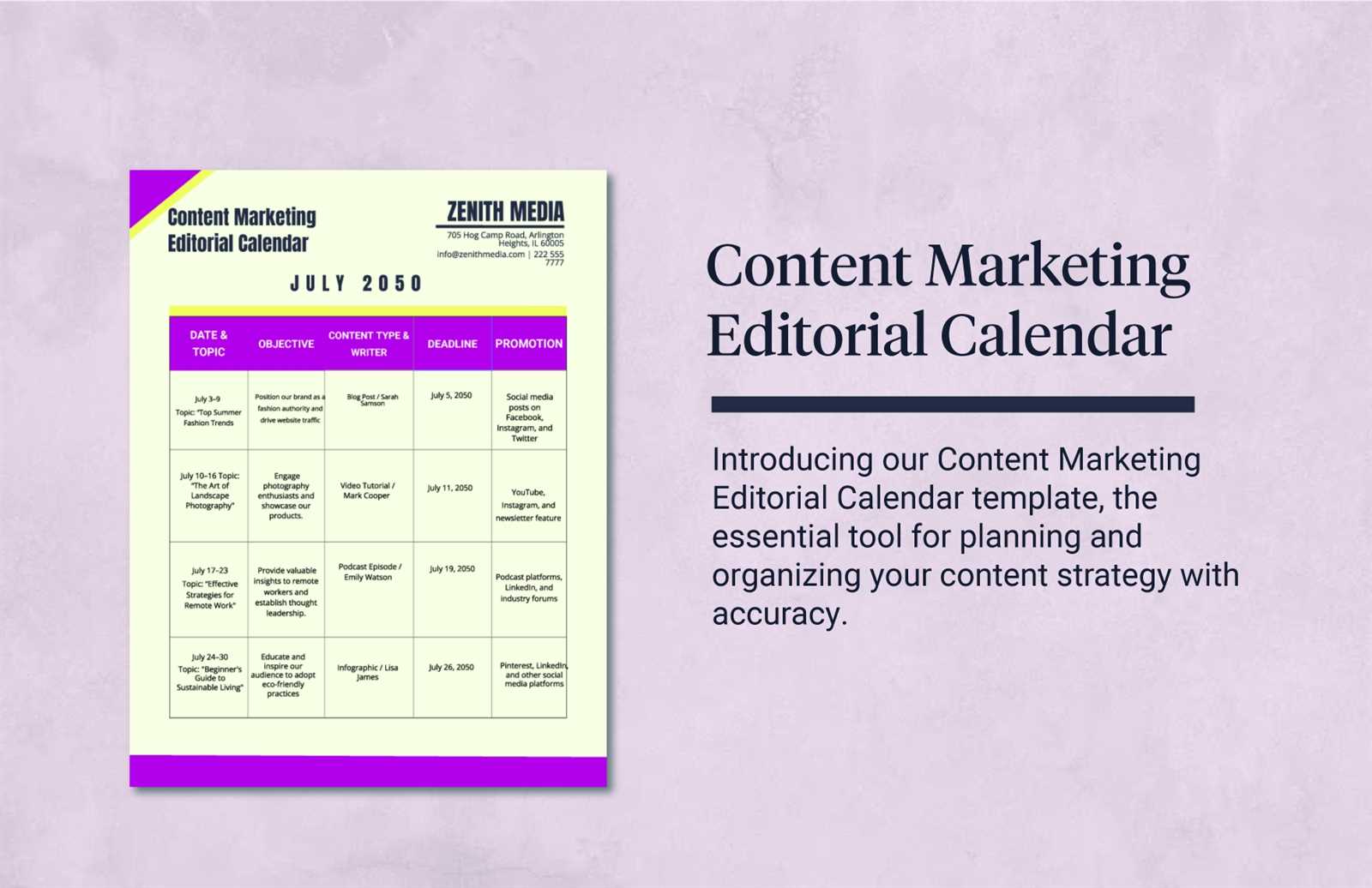 annual marketing calendar template