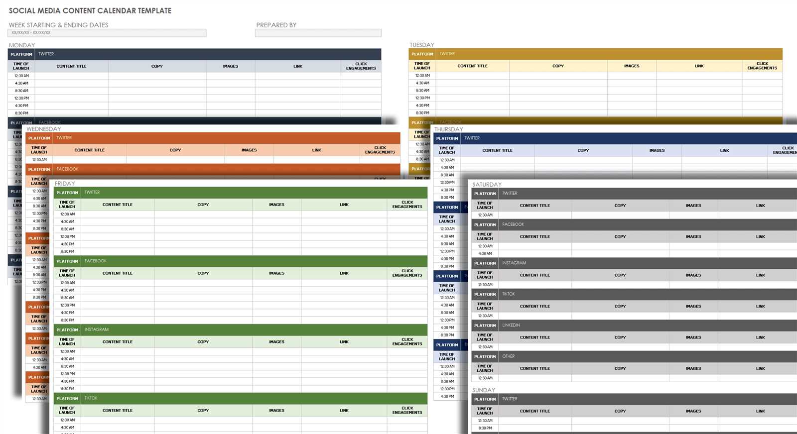 annual social media calendar template