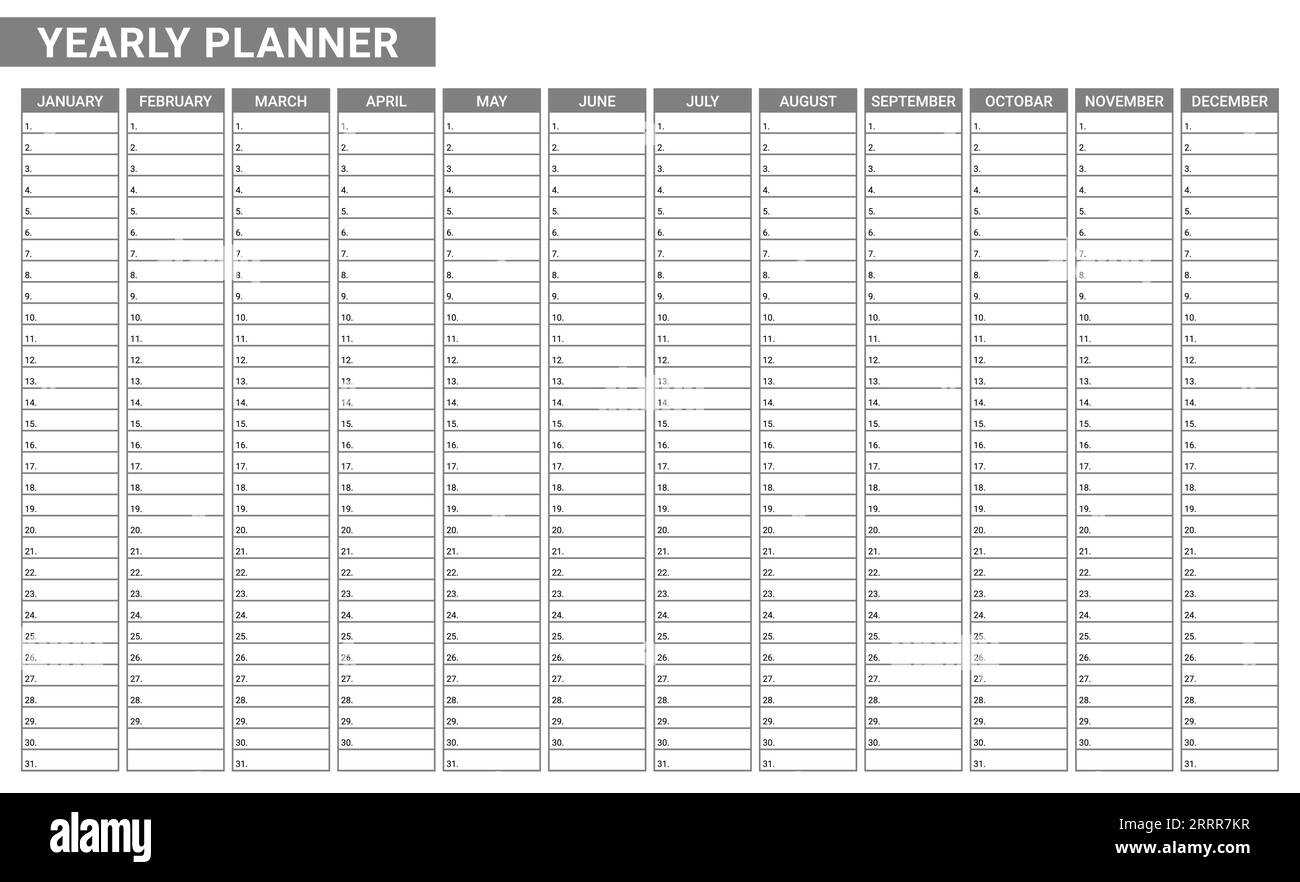 annual task calendar template