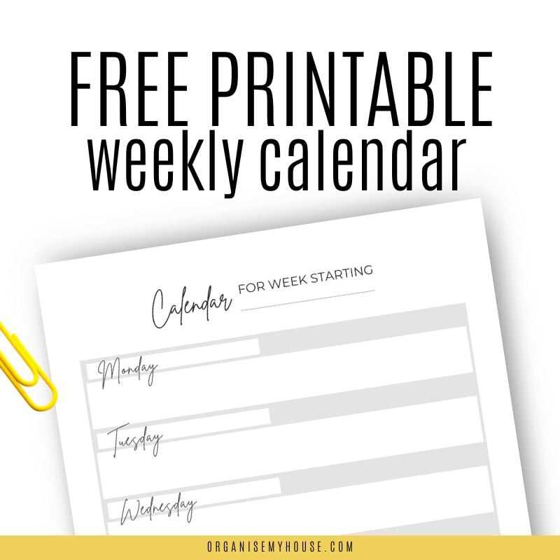 week calendar template printable