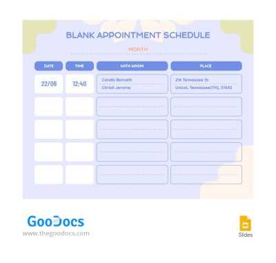 appointment calendar template printable