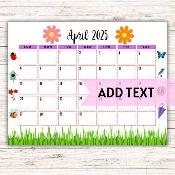 april 2025 calendar editable template