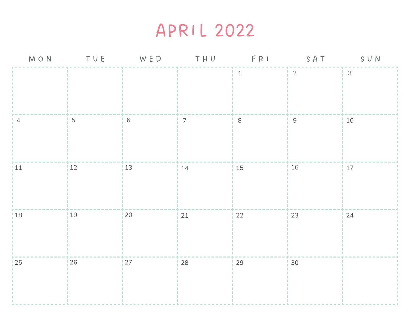 april calendar template free