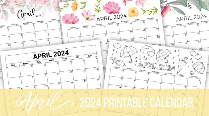 april monthly calendar template