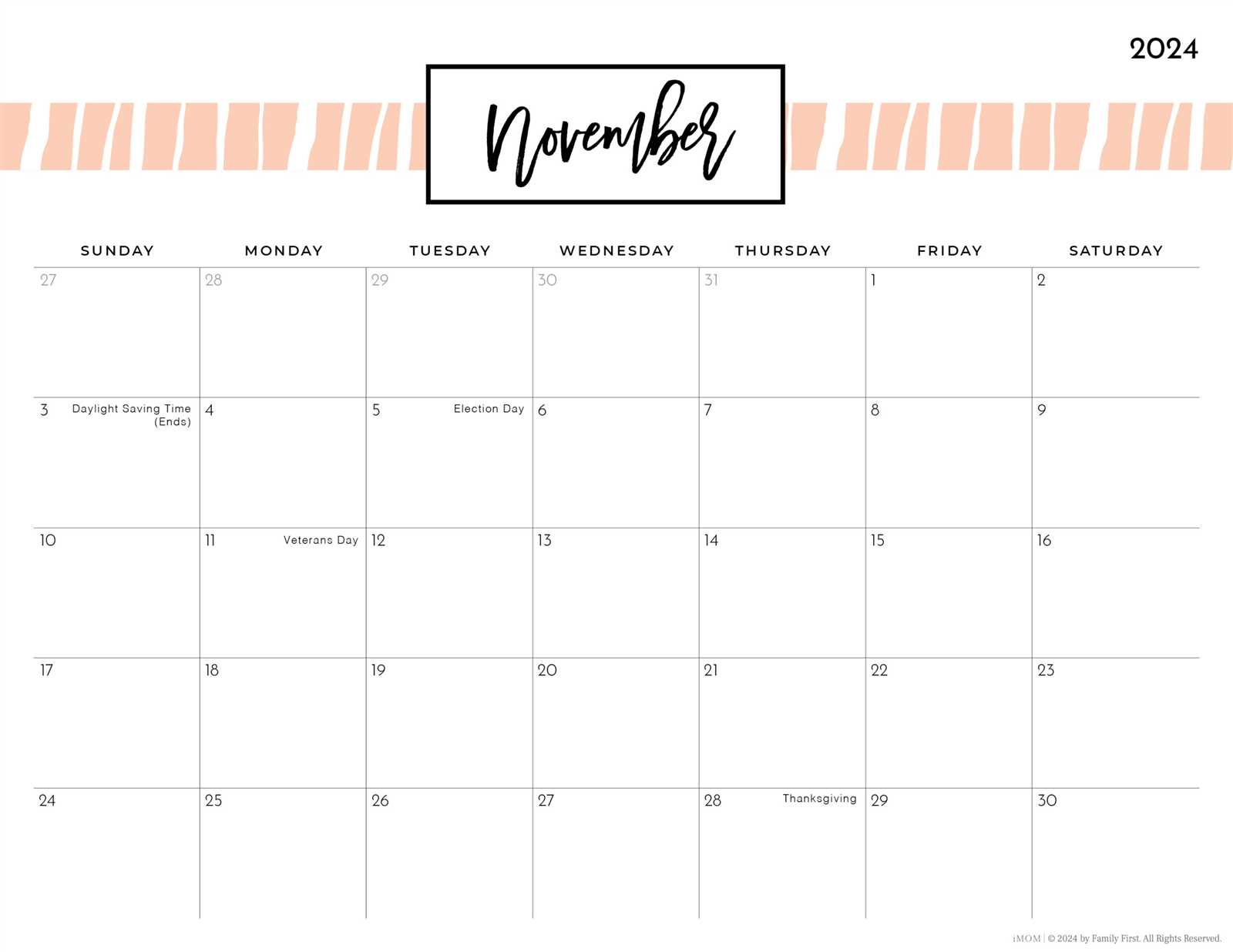 cute blank calendar template