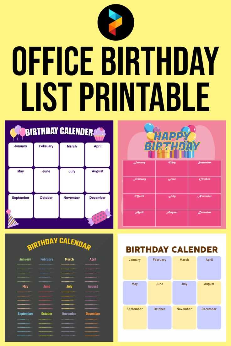 free printable office birthday calendar template