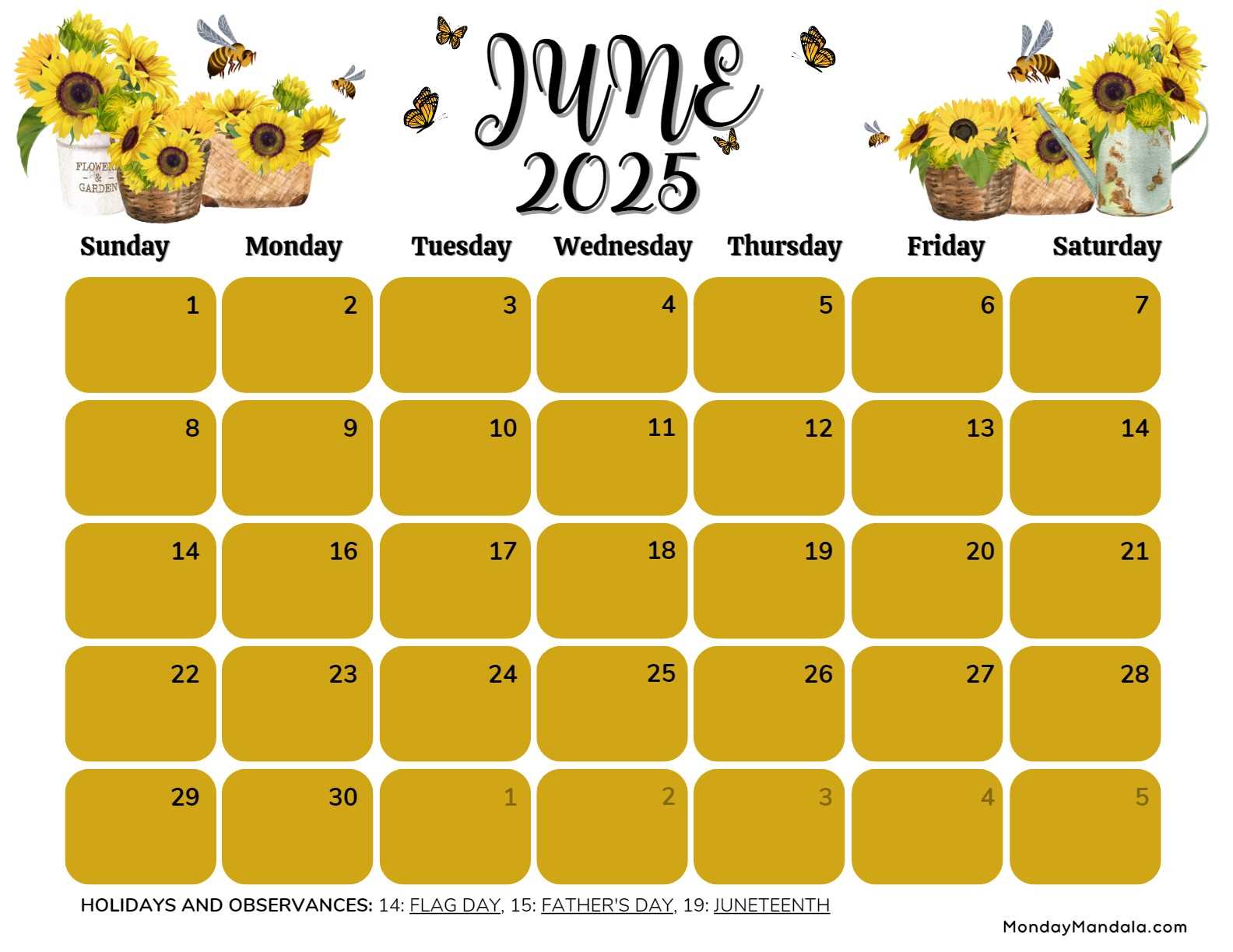 june blank calendar template