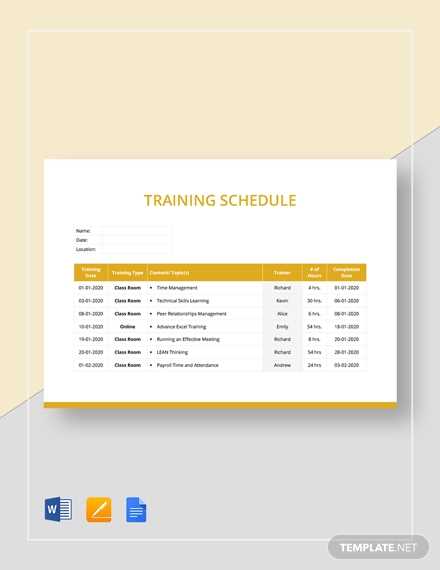 army training calendar template