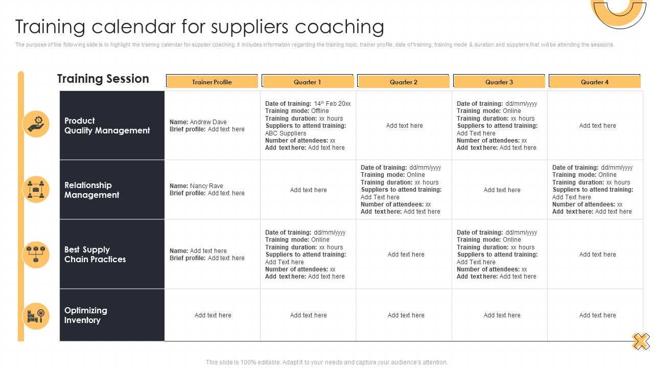 army yearly training calendar template