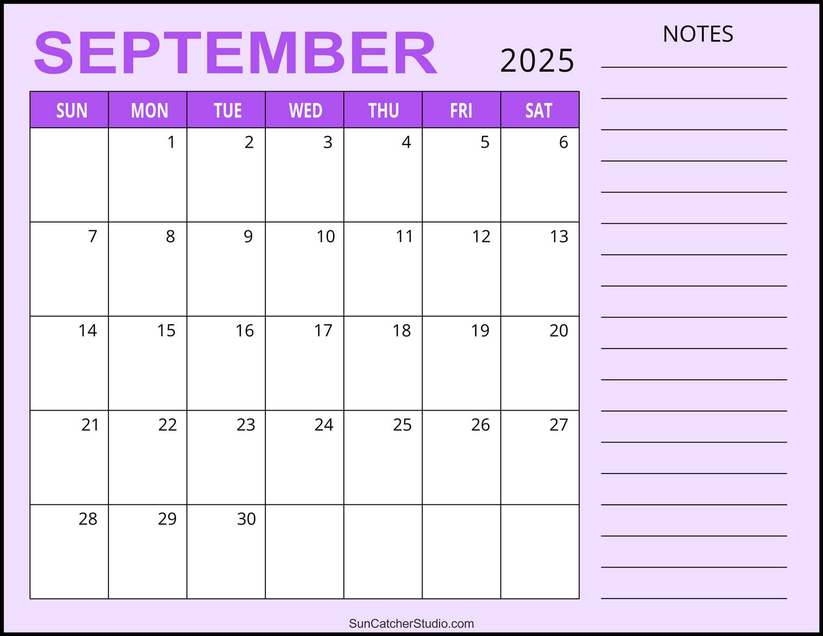 calendar template sept 2025