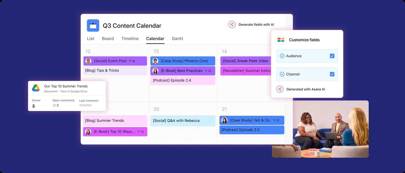 asana calendar template