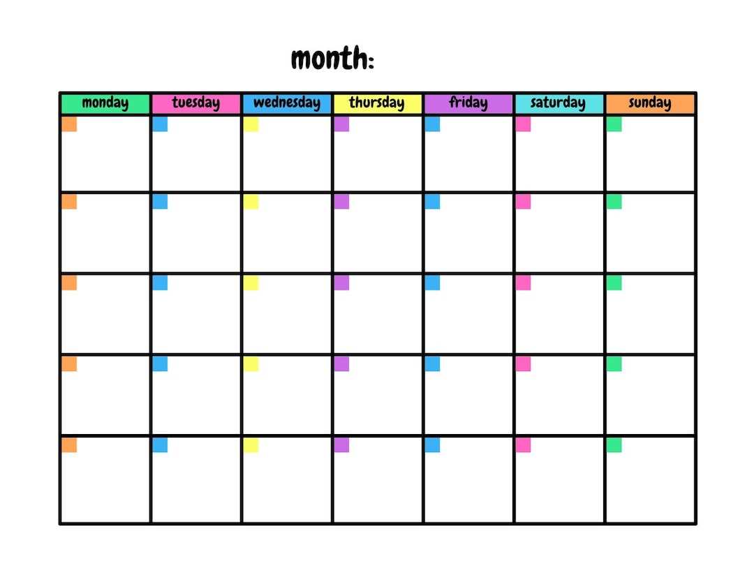 cute blank monthly calendar template