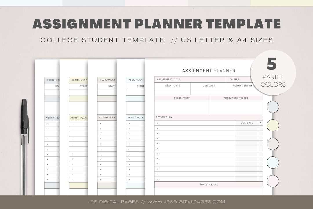 assignment calendar template free