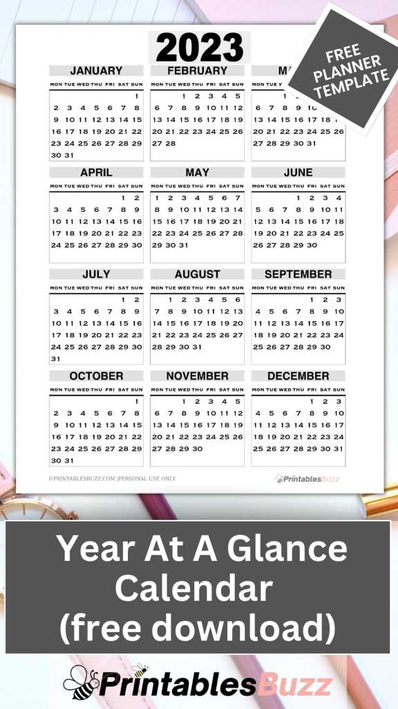 at a glance calendar template