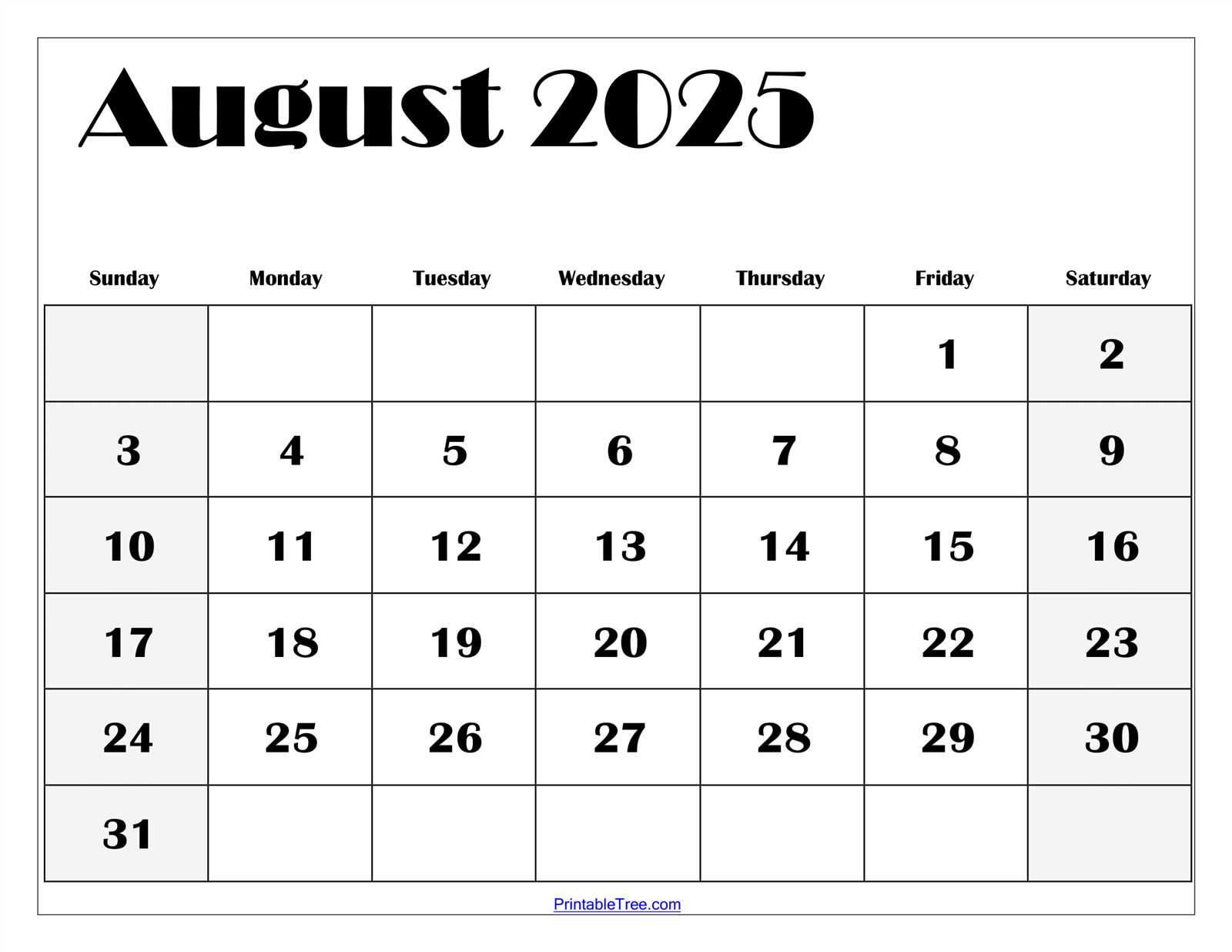 august 2025 template calendar