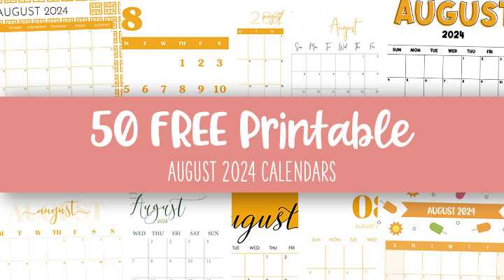 august monthly calendar template