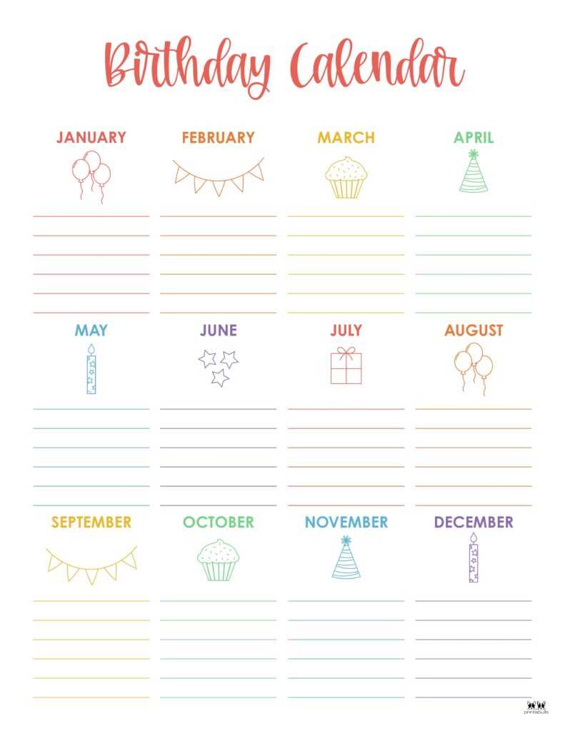 office birthday calendar template free