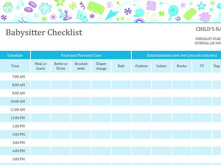 babysitting calendar template