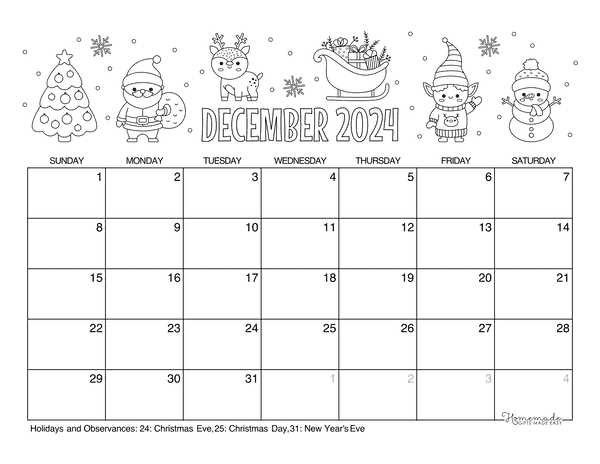 blank december calendar template