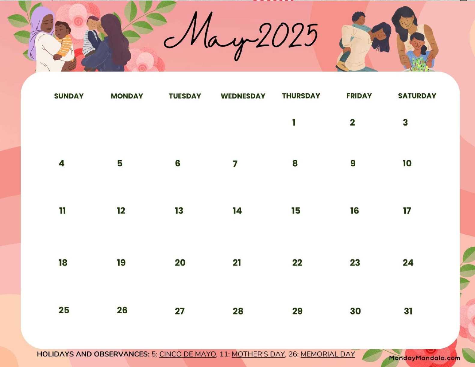 free may calendar template 2025