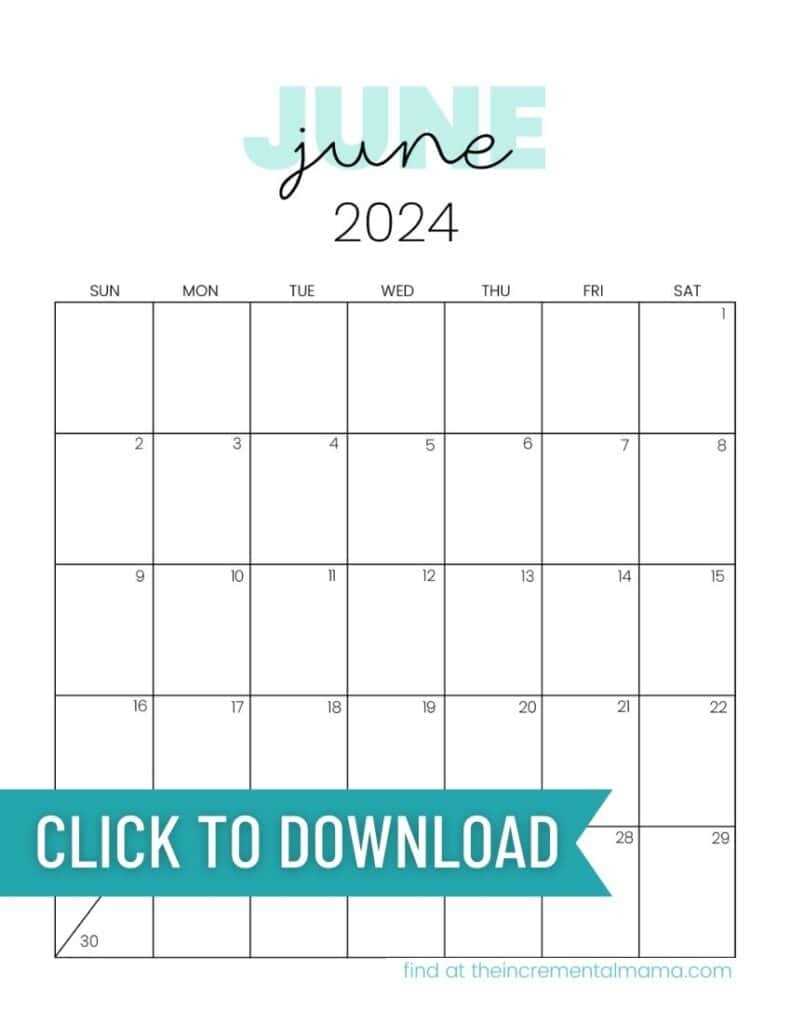 june monthly calendar template