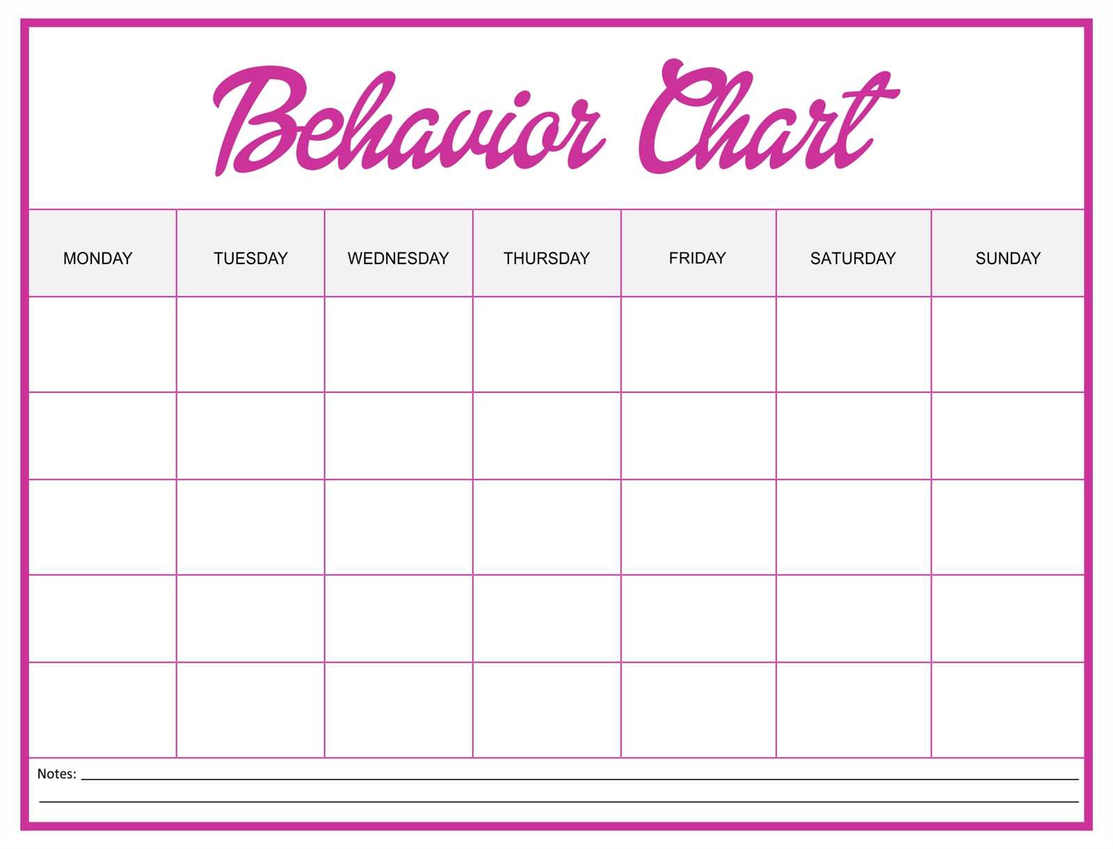 behavior calendar template