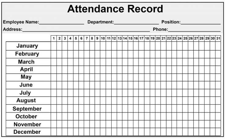 free attendance calendar template