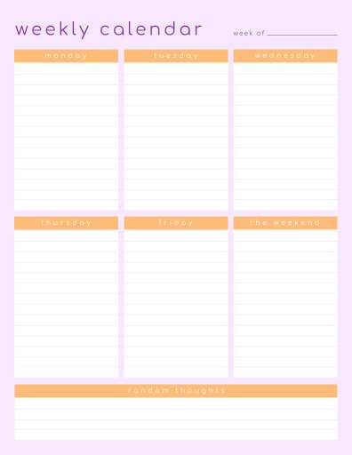 customizable weekly calendar template