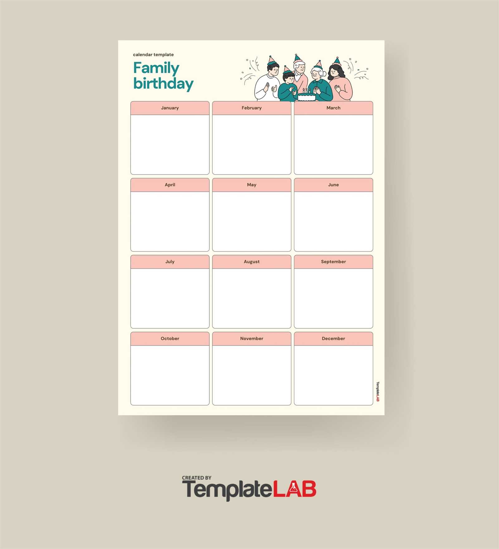 birthday calendar printable template