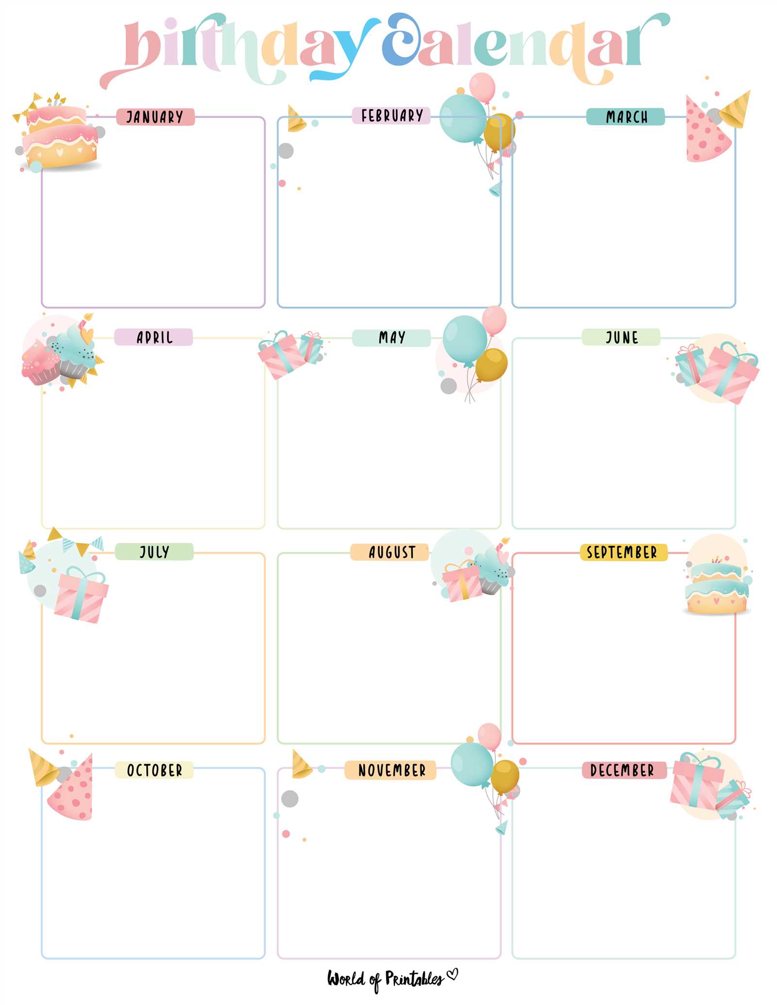 birthday calendar template