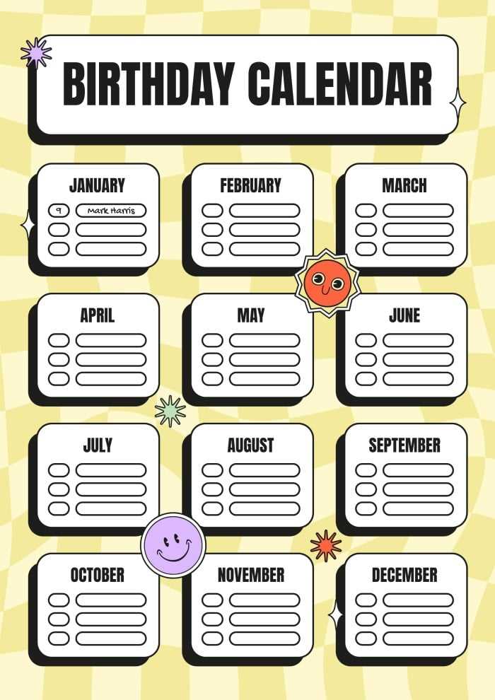 birthday calendar template