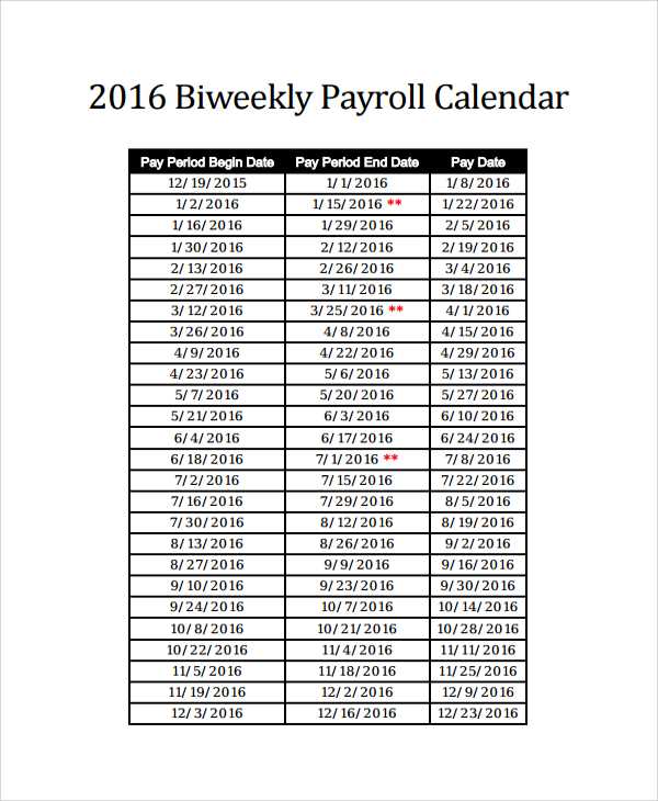 biweekly calendar template