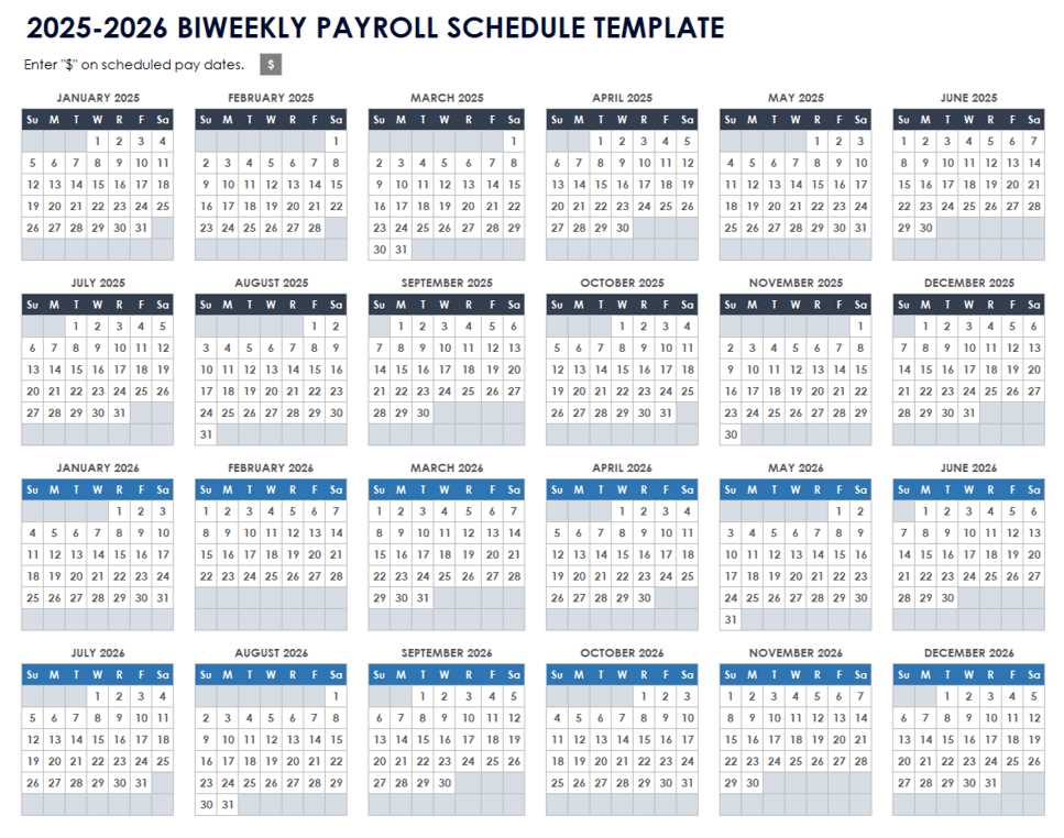 biweekly payroll calendar template