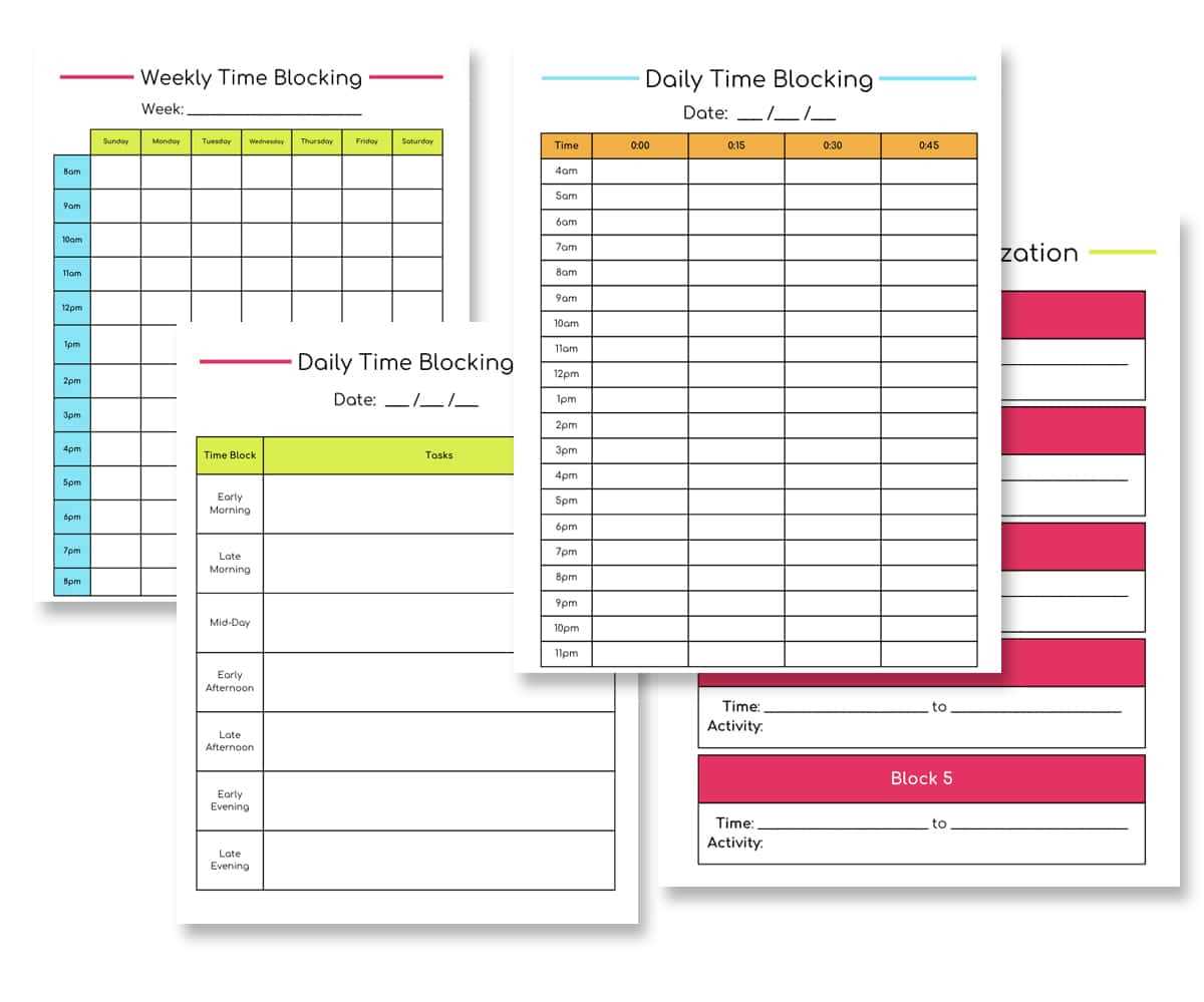 daily calendar 15 minute increments template