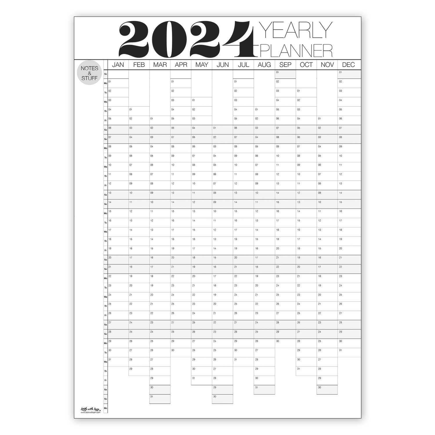 black and white calendar template