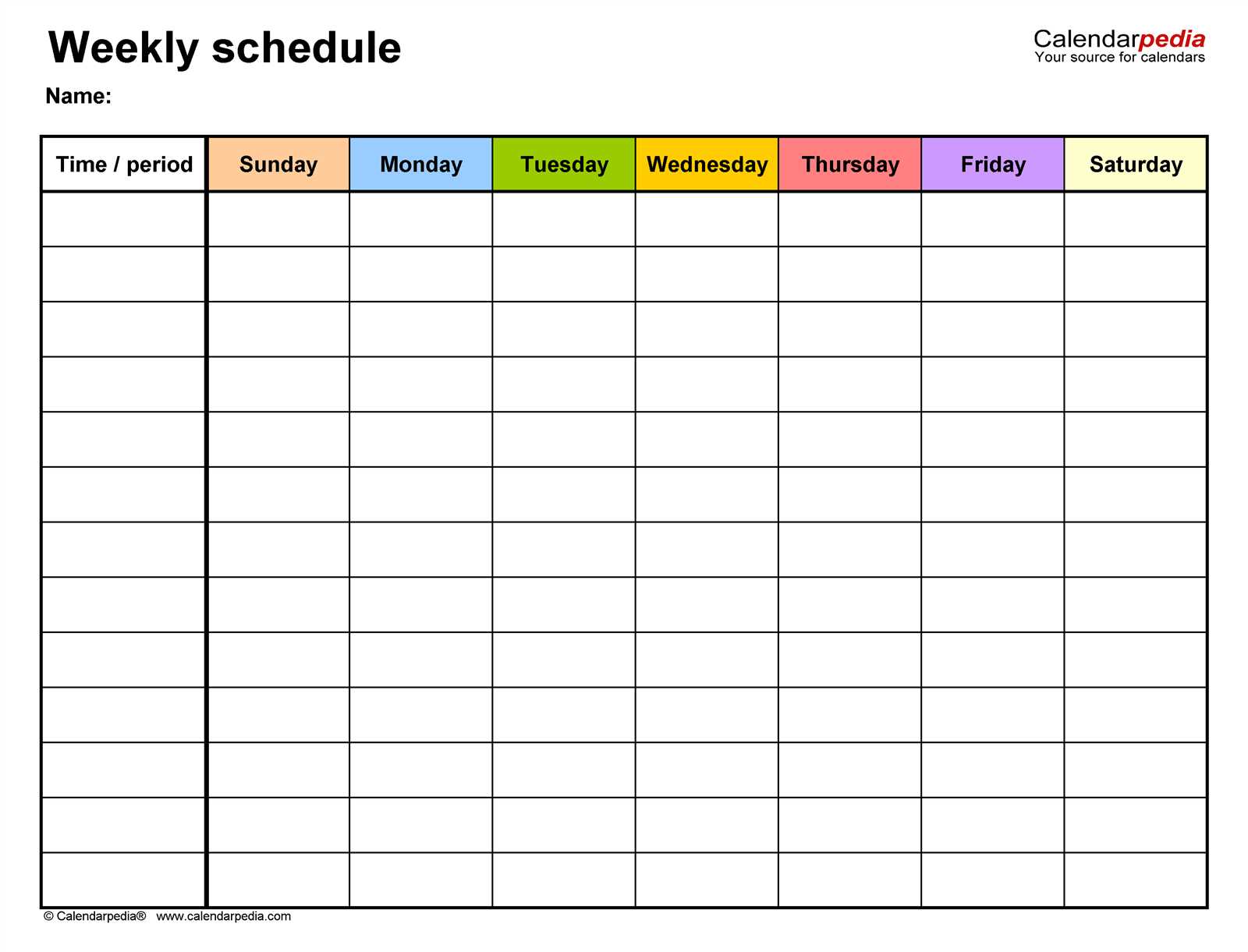 blank 7 day calendar template