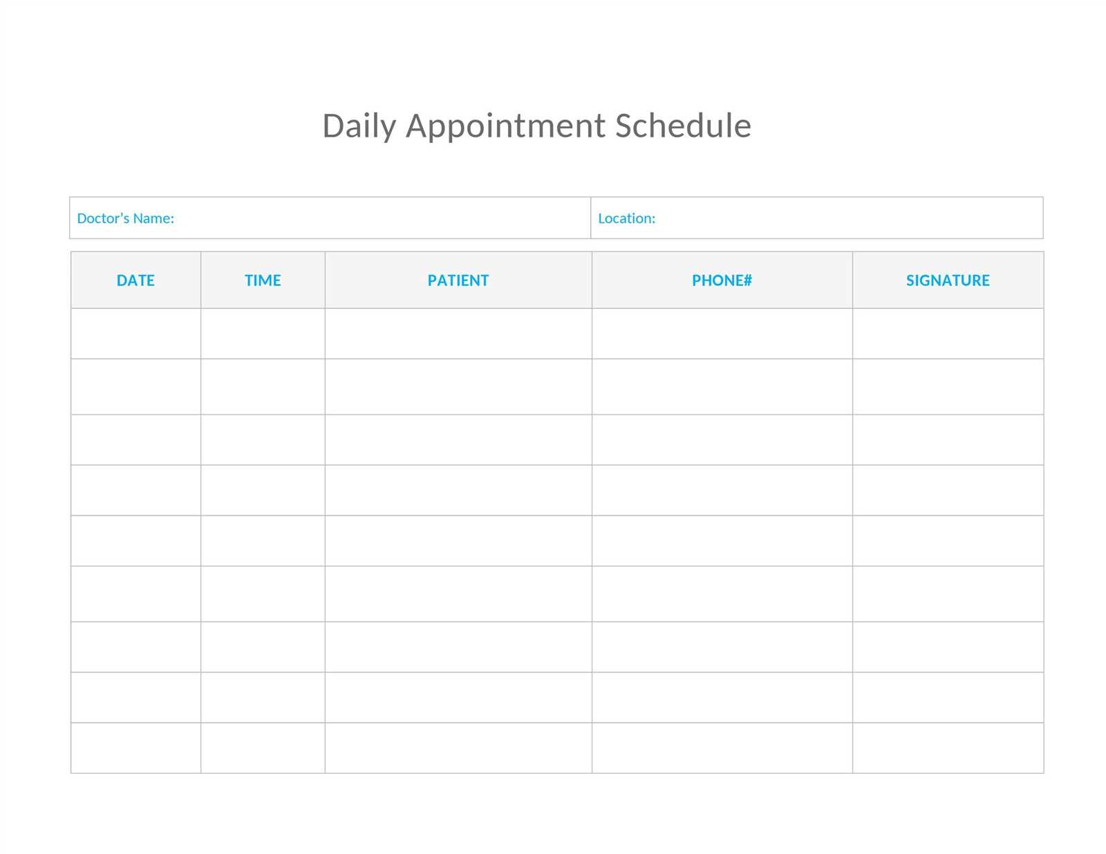 blank appointment calendar template