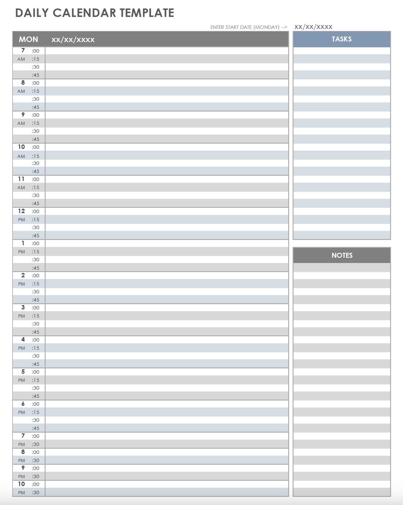 blank calendar schedule template