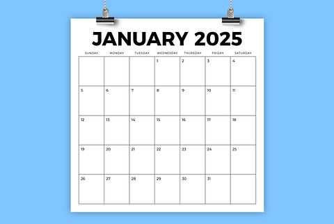 blank calendar template 2025 free