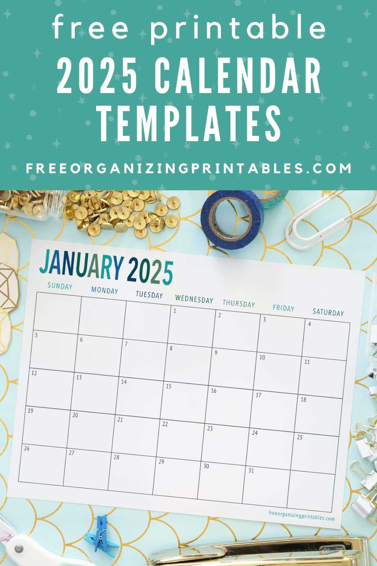 blank calendar template 2025 printable free