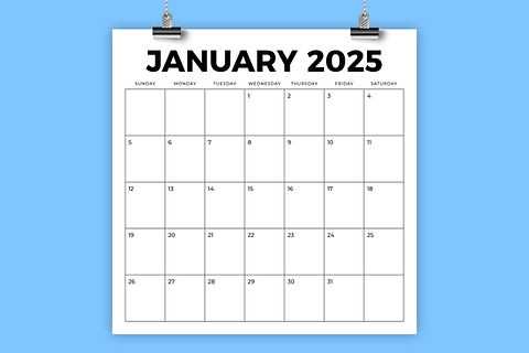 blank calendar template 2025 printable free