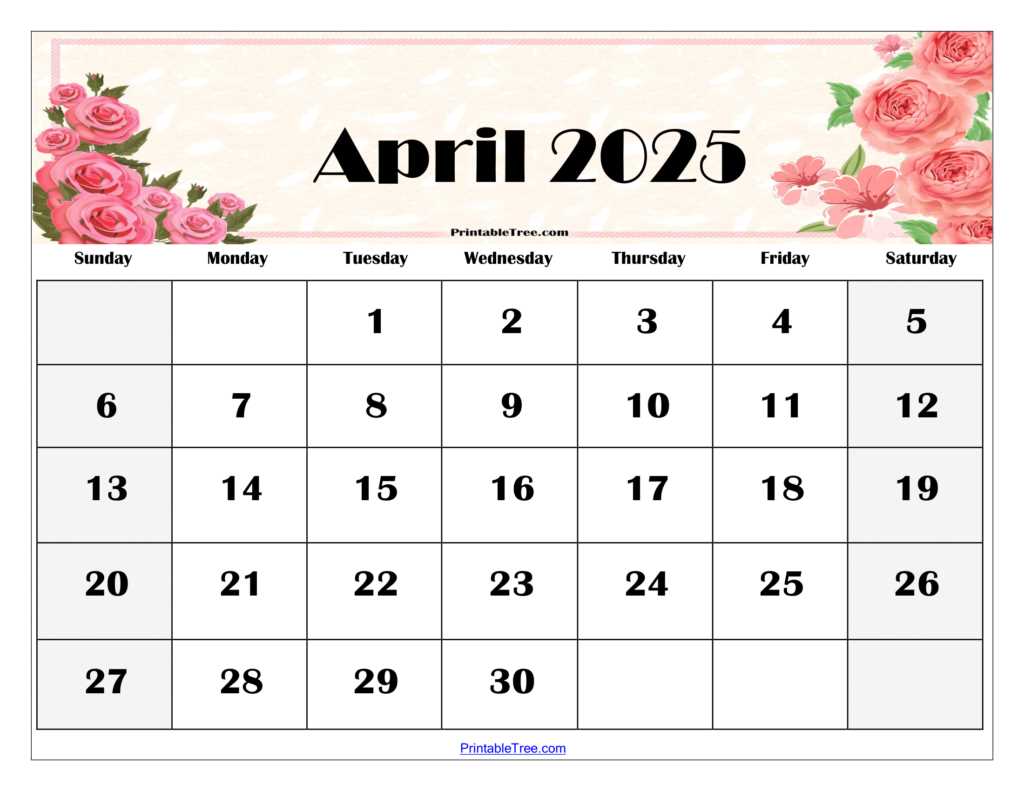 blank calendar template april 2025