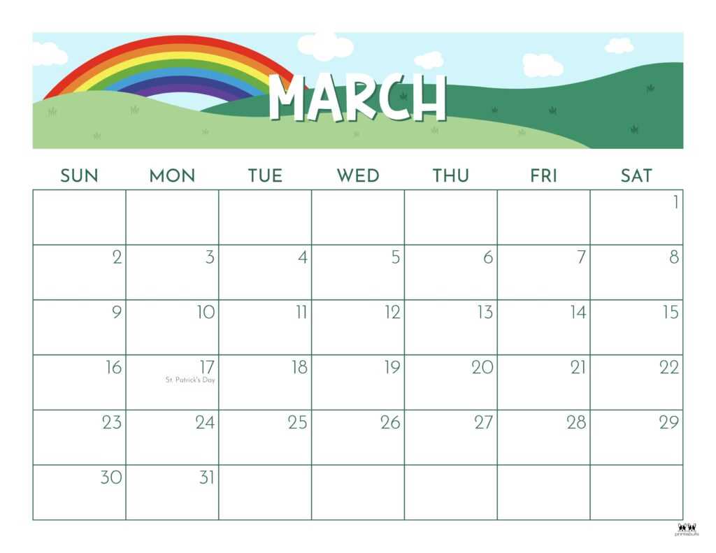 blank calendar template for march 2025